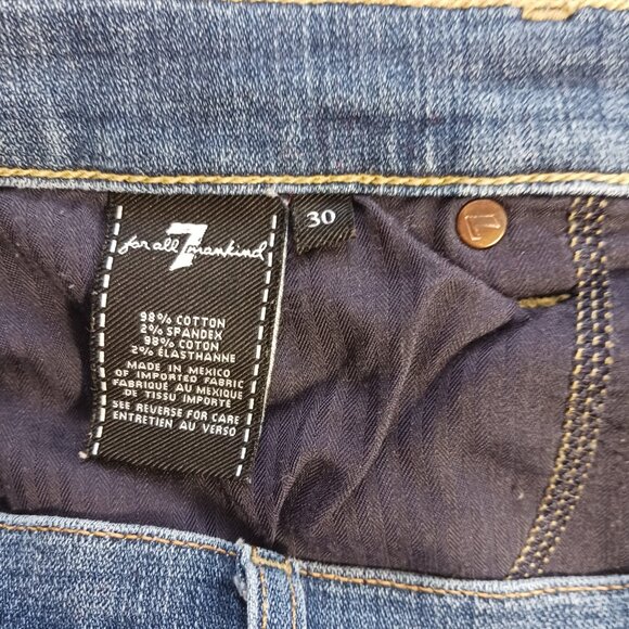 7 For All Mankind Jose Fina Boyfriend Skinny Jeans Size 30, Med Wash, Button Fly - Picture 10 of 16